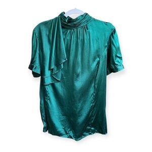 Gorgeous Antonio Melani Emerald Green S/S Silk Blouse, sz Large
